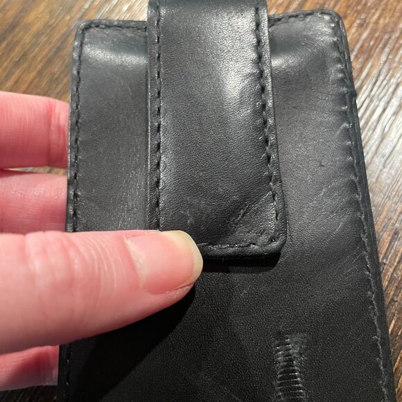 Flawed Madewell Black Leather Card Case w/ Magnet Money Clip Wallet Men's NI342 - Picture 7 of 12